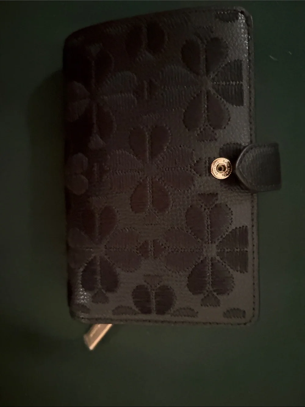 kate spade Black Floral Jacquard Card Holder with Gold Logo